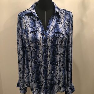 White Black House Market silk top size 8